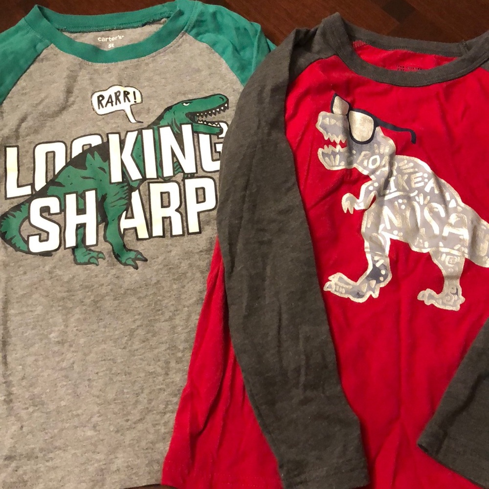 2 long sleeve Dino boys 5T shirts